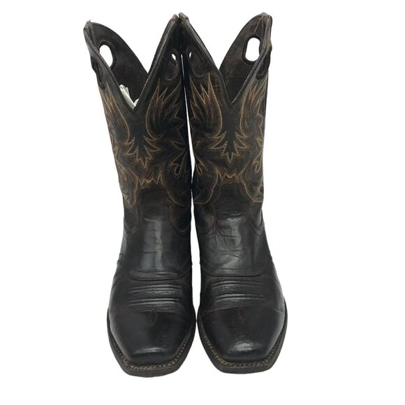 Ariat Circuit Striker Men 9/42 Square Toe Western Boot Brown Embroidered Leather - Picture 2 of 11